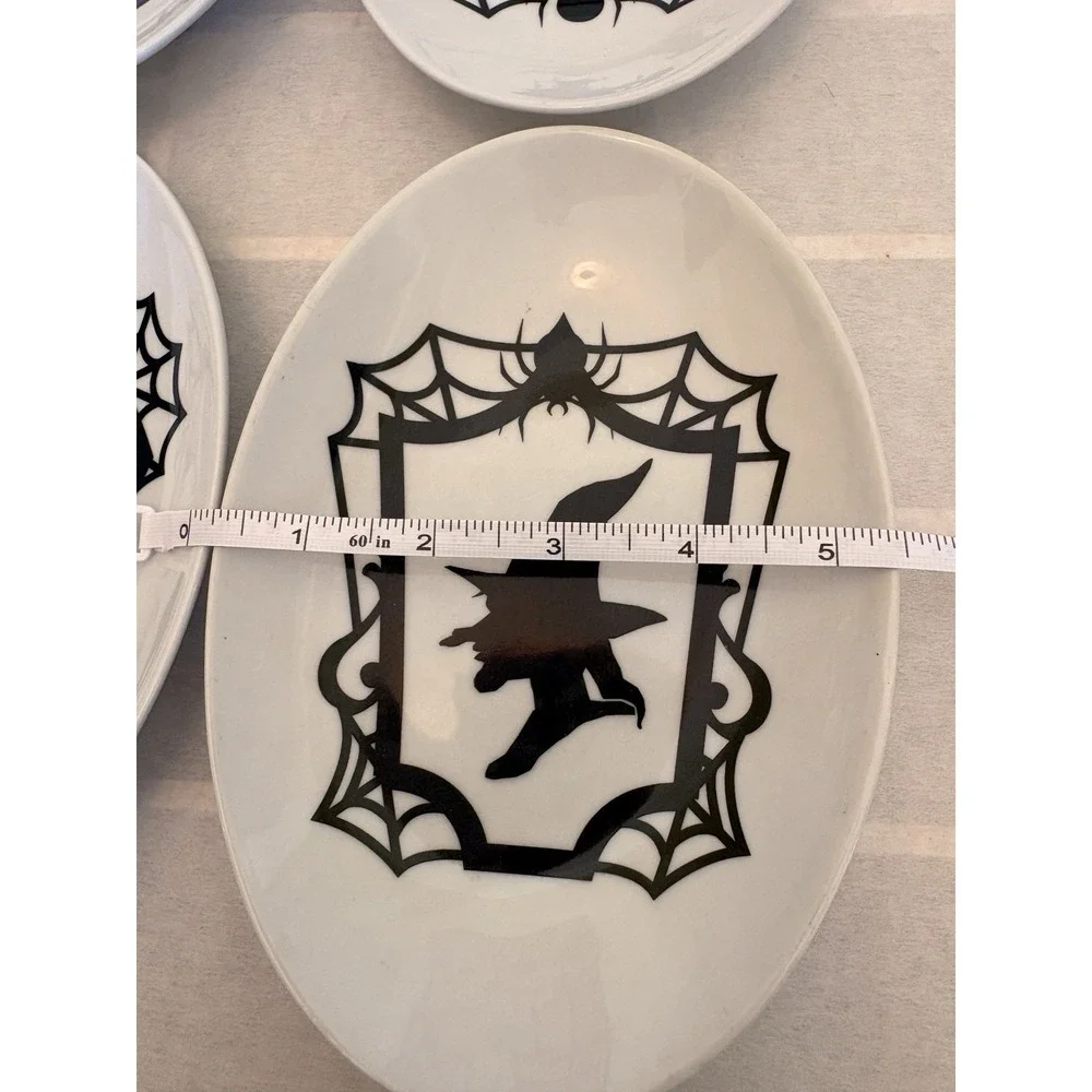 Crate & Barrel Witch Plate Set of 4 Halloween Fall Decor Witchy Spooky
